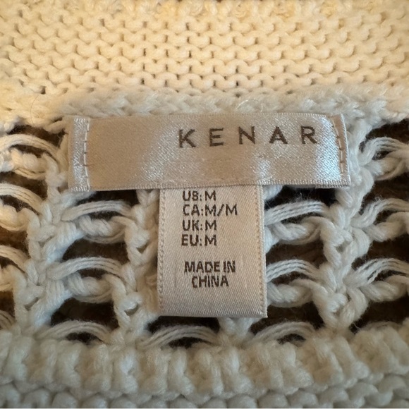 Kenar Sweater Size M Cream 3/4 Sleeve Chunky Stretch Cotton - Picture 5 of 8